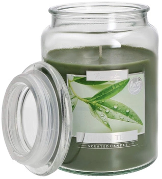 Lumânare parfumată mare de sticlă cu capac 100 h - ceai verde