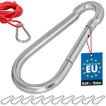 Carabină pentru pompieri leagăn frânghie hamac metalică 180 mm set de 10 buc.