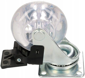 Rotiță pivotantă pentru mobilă transparentă 50 mm cu frână