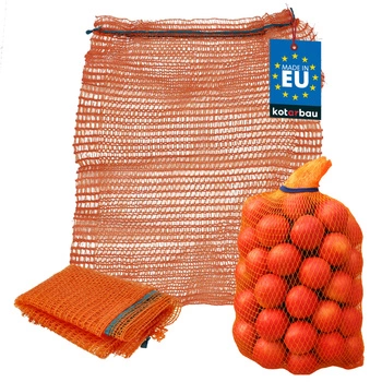 Sac de tip raschel cu cordon pentru legume cartofi portocaliu 15 kg 40x60 cm