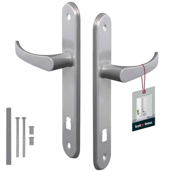 Set mâner de ușă 90 argintiu cu ax lung și cheie