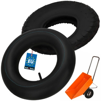 Anvelopă cu cameră de aer pentru roată de roabă cub cu 4 flanșe 44 cm