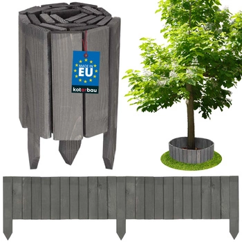Bordură palisadă gard de lemn antracit 20x110 cm