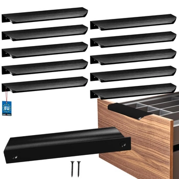 Mâner mobilier aluminiu negru mat 160/180 mm set de 10 buc.