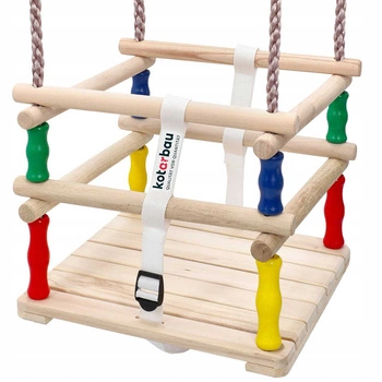 Leagăn de grădină pentru copii din lemn cu trepte