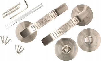 Mâner de ușă cu blocare wc bară rotundă satinată 120 mm