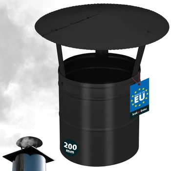 Copertină de fum pentru țeavă de coș galvanizată neagră 200 mm