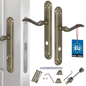 Mâner pentru ușă placă lungă decorat patinat încuietoare pentru toaletă 90 mm