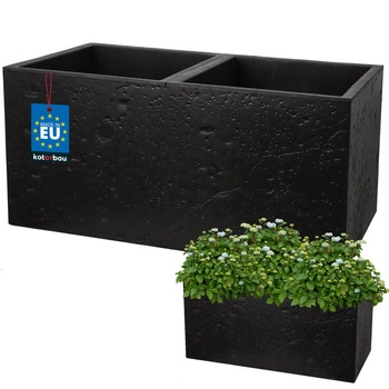 Ghiveci dreptunghiular dublu beton industrial negru 77 cm