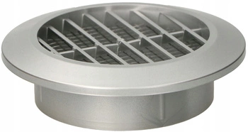 Grilaj de ventilație rotund fi 60 mm cu plasă - Culoare satinată argintie