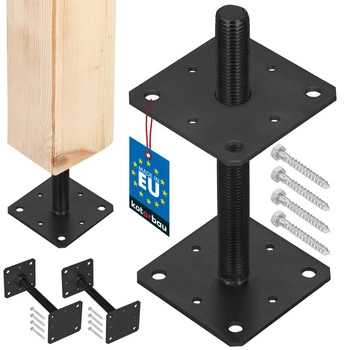 Baza coloanei cu șurub reglabilă m24 antracit 110x110x250 mm set de 2 buc.