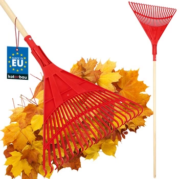 Greblă tip evantai pentru frunze 50 cm + coadă din lemn lăcuit 1,5 m