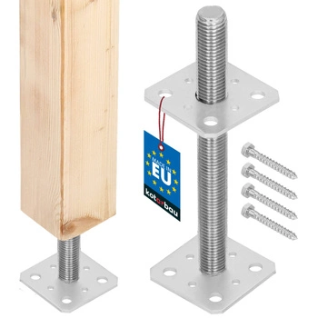 Baza stâlpului înșurubată reglabilă oțel cu filet argintie 80x80x250 mm