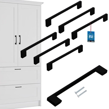 Mâner mobilier clasic modern negru mat 160 mm set de 6 buc.