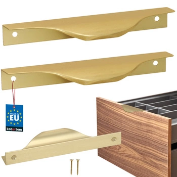 Mâner pentru mobilă modern aluminiu aur mat 128 mm set de 2 buc.