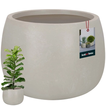 Ghiveci de flori din fibră ceramică mare pentru living terasă bej 33x23 cm