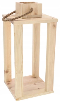 Felinar din lemn masiv suport de lumânare lanternă