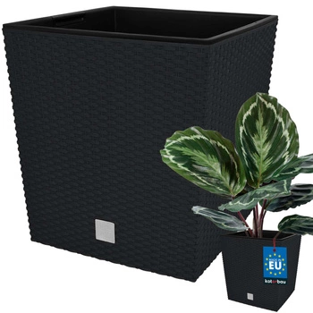 Ghiveci de grădină din rattan cu inserție antracit 26x26 cm