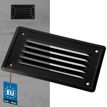 Grilă de ventilație a coșului de fum cu plasă 165x100 negru