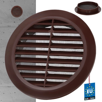 Grilă de ventilație rotundă cu plasă maro 100mm
