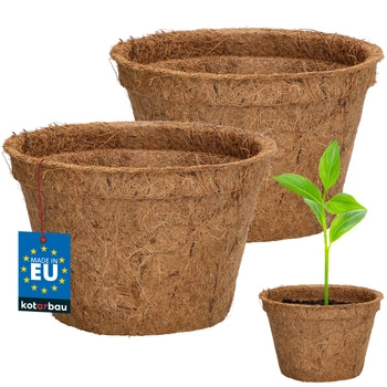 Ghiveci de flori din fibre naturale de nucă de cocos fi 18 cm set de 2 buc.