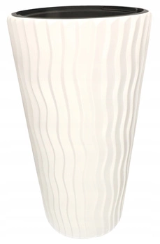 Ghiveci 50x30 cm cu dungi + inserție cu mâner - Culoare alb