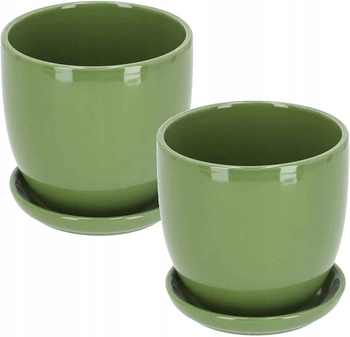 Capac pentru ghiveci de flori din ceramică cu bază verde ⌀17 cm - 2 buc.