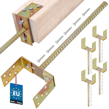Bază de stâlp reglabilă 0-160 mm cu tijă de 400 mm set de 4 buc.