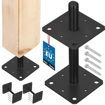 Baza coloanei cu șurub reglabilă m24 antracit 160x160x250 mm set de 2 buc.