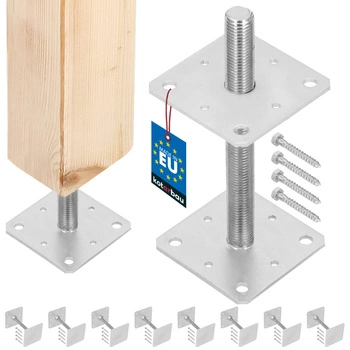 Baza coloanei cu șurub reglabilă tijă m24 160x160x250 mm set de 8 buc.