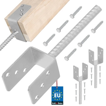 Bază de stâlp cu tijă de încastrare 70 mm set de 2 buc.