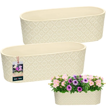 Vase ceramic decorative alungită elegantă crem 12x37 cm set de 2 buc.