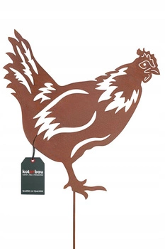 Figurină găină ornament metalic grădină rugină