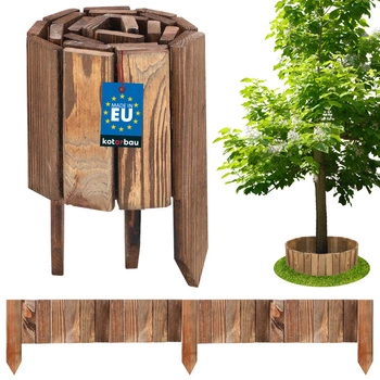 Bordură palisadă gard de lemn maro 15x110 cm