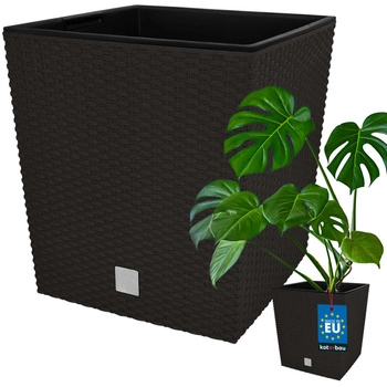 Ghiveci de grădină din rattan cu inserție umbra 40x40 cm