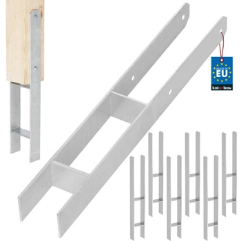 Baza stâlpului h pentru încastrare zincat argintiu 70 mm set de 6 buc.