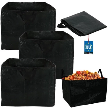 Grădină sac coș pentru frunze iarbă dreptunghiular verde 120 l set de 3 buc.