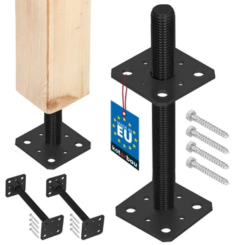Baza coloanei cu șurub reglabilă m24 antracit 80x80x250 mm set de 2 buc.