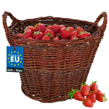 Coș din lemn ghiveci de răchită flori 40 cm carcasă