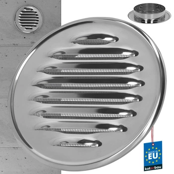 Grila de ventilație din oțel inoxidabil cu ochiuri rotunde fi 125 mm