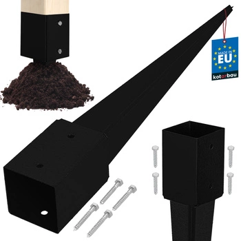 Baza stâlpului înfipt în pământ oțel negru 90x90x750 mm