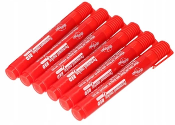 Marker permanent roșu rezistent la apă rotund - 6 buc.