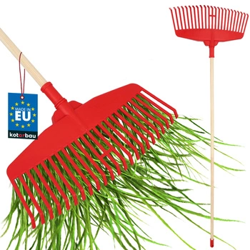 Greblă pentru frunze, iarbă și fân 48,5 cm cu coadă din lemn 1,5 m