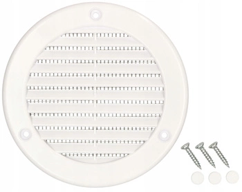 Grilaj de ventilație rotund fi 100 mm cu plasă - Culoare albă