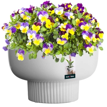Ghiveci de flori din ceramică smălțuită albă 24 cm