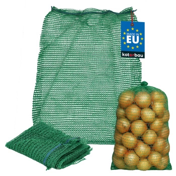 Sac de tip raschel cu cordon pentru legume ceapă cartofi verde 25 kg 50x80 cm