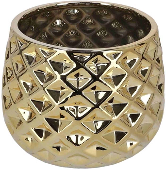 Ghiveci ceramic glazurat 13 cm - Culoare aurie