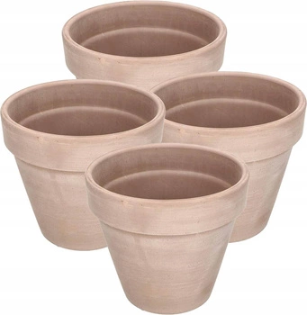 Oală de lut 15 cm capac teracotă set de 4 buc.