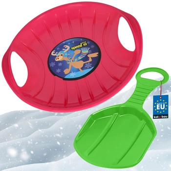 Sănii măr pentru alunecat roz verde set 2 buc.