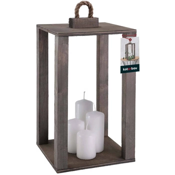 Lanternă din lemn pentru lumânări acasă grădină gri 20x20 cm